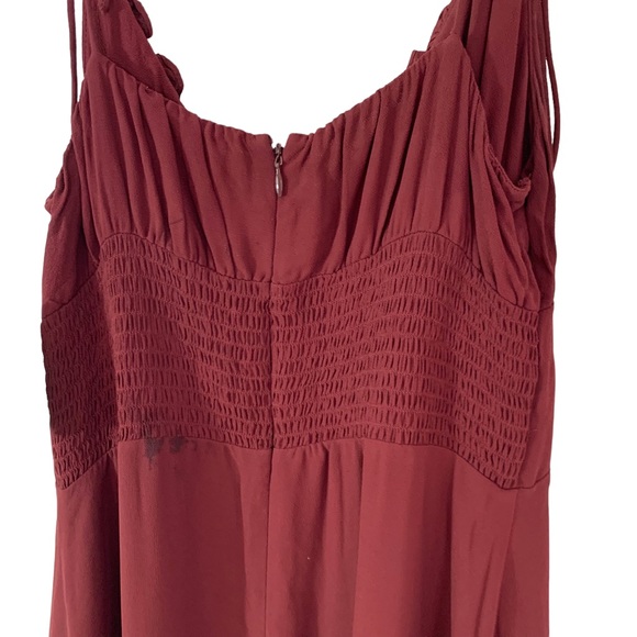REFORMATION Embry Dress Burgundy Plum Sleeveless Ruffle Tie Straps Chiffon 8 NWT - Picture 10 of 14